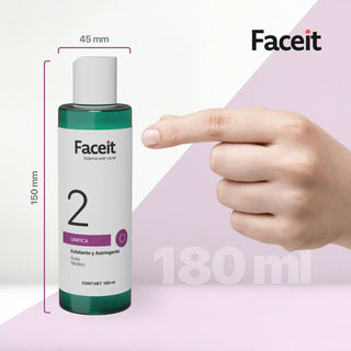 DUO FACEIT - Tónico Facial - Astringente y Exfoliante - Ácido Glicólico. 180ml