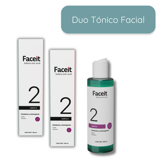 DUO FACEIT - Tónico Facial - Astringente y Exfoliante - Ácido Glicólico. 180ml
