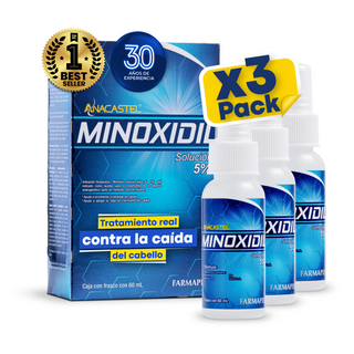 Anacastel Minoxidil 5% | 3 Meses de Tratamiento Anticaída para Cabello y Barba | Presentación Spray 60ml