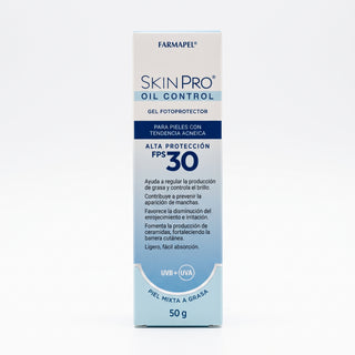 SKINPRO Oil Control Gel Fotoprotector FPS 30 | Piel Mixta a Grasa con Tendencia Acnéica | Control de Grasa y Brillo | 50 g