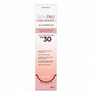 SKINPRO Age Repair Gel Fotoprotector FPS 30 | Todo Tipo de Piel | Prevención de Signos de la Edad y Arrugas Finas | Acción Antioxidante e Hidratante | 50 g