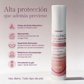 SKINPRO Age Repair Gel Fotoprotector FPS 30 | Todo Tipo de Piel | Prevención de Signos de la Edad y Arrugas Finas | Acción Antioxidante e Hidratante | 50 g