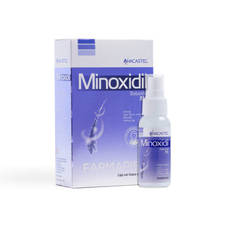 Anacastel Kit Anticaída Minoxidil 5% Morado Spray + Shampoo | Tratamiento Capilar para Frenar la Caída del Cabello | Estimula el Crecimiento del Cabello y Barba