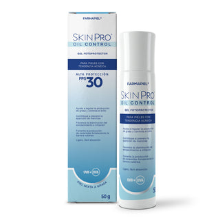 SKINPRO Oil Control Gel Fotoprotector FPS 30 | Piel Mixta a Grasa con Tendencia Acnéica | Control de Grasa y Brillo | 50 g