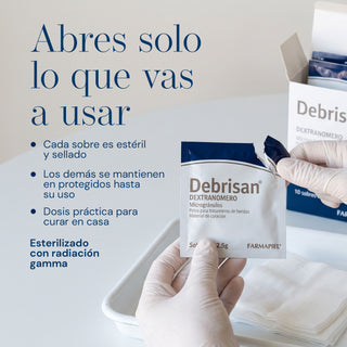Debrisan Polvo Cicatrizante con Dextranómero para Heridas | Indicado para Pie Diabético y Úlceras | 10 Sobres de 2.5g