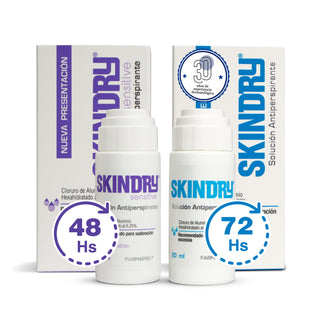 SKINDRY Antitranspirante Pack | Piel Normal y Sensible | Control de Hiperhidrosis | 48h y 72h de Protección para Axilas, Manos, Pies, Frente y Cuero Cabelludo | 20 ml