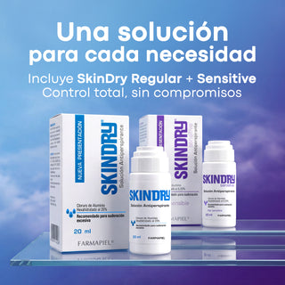 SKINDRY Antitranspirante Pack | Piel Normal y Sensible | Control de Hiperhidrosis | 48h y 72h de Protección para Axilas, Manos, Pies, Frente y Cuero Cabelludo | 20 ml