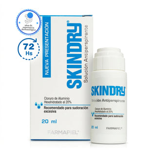 SKINDRY Antitranspirante | Control de Hiperhidrosis | 72h de Protección para Axilas, Manos, Pies, Frente y Cuero Cabelludo | 20 ml