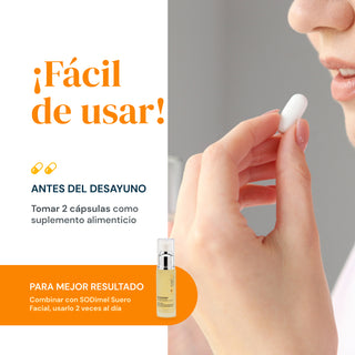SODimel Suplemento Antioxidante | Reduce Estrés Oxidativo, Mejora Piel y Energía | 60 Cápsulas