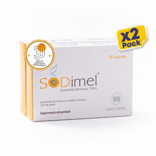 SODimel Suplemento Antioxidante 2 Pack | Reduce Estrés Oxidativo, Mejora Piel y Energía | 30 Cápsulas x2