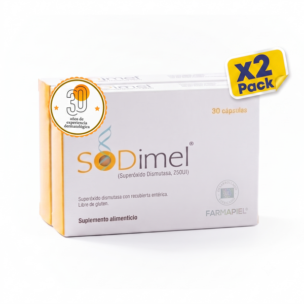 SODimel Suplemento Antioxidante 2 Pack | Reduce Estrés Oxidativo, Mejora Piel y Energía | 30 Cápsulas x2