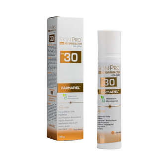 SKINPRO Gel con Color FPS 30 | Melanina en Microesponjas | Protección UVA/UVB y Luz Azul con Efecto Mate | 50g