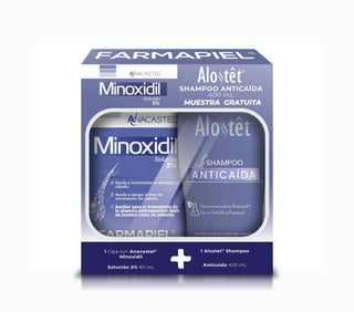 Anacastel Kit Anticaída Minoxidil 5% Morado Spray + Shampoo | Tratamiento Capilar para Frenar la Caída del Cabello | Estimula el Crecimiento del Cabello y Barba