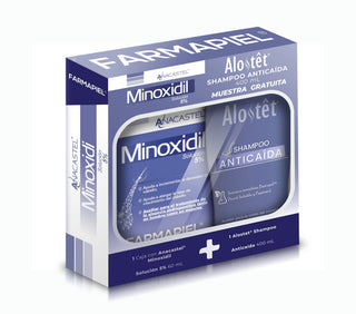 Anacastel Kit Anticaída Minoxidil 5% Morado Spray + Shampoo | Tratamiento Capilar para Frenar la Caída del Cabello | Estimula el Crecimiento del Cabello y Barba